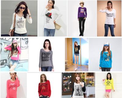 厂家直销女装T恤 地摊热卖低价日韩圆领长袖T恤批发指南